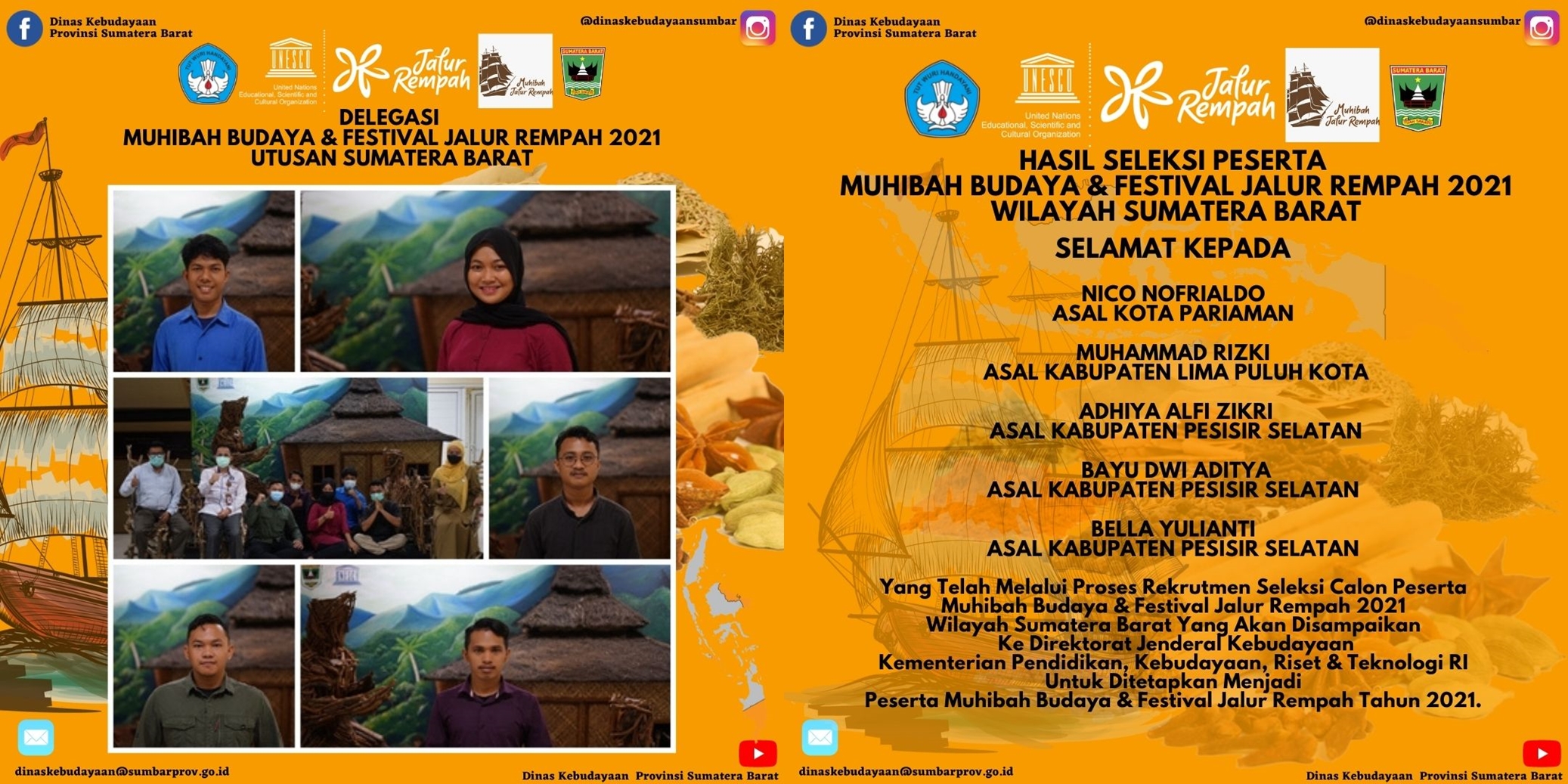 5 Peserta Muhibah Budaya Dan Festival Jalur Rempah 2021 Utusan Sumatera Barat Terpilih
