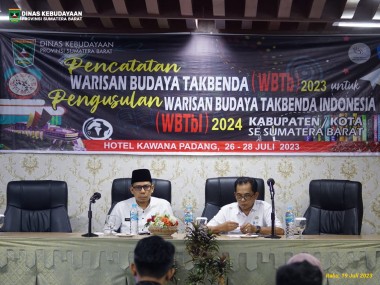 Pencatatan Warisan Budaya Takbenda (WBTb) tahun 2023 untuk Pengusulan Warisan Budaya Takbenda Indonesia (WBTbI) tahun 2024, Di Hotel Kawana Padang, 26-28 Juli 2023